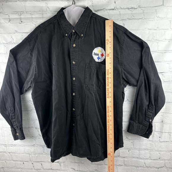 Ultra Club Collection Button Down Shirt Mens 2XL Embroidered Steelers Logo Black - Picture 4 of 9